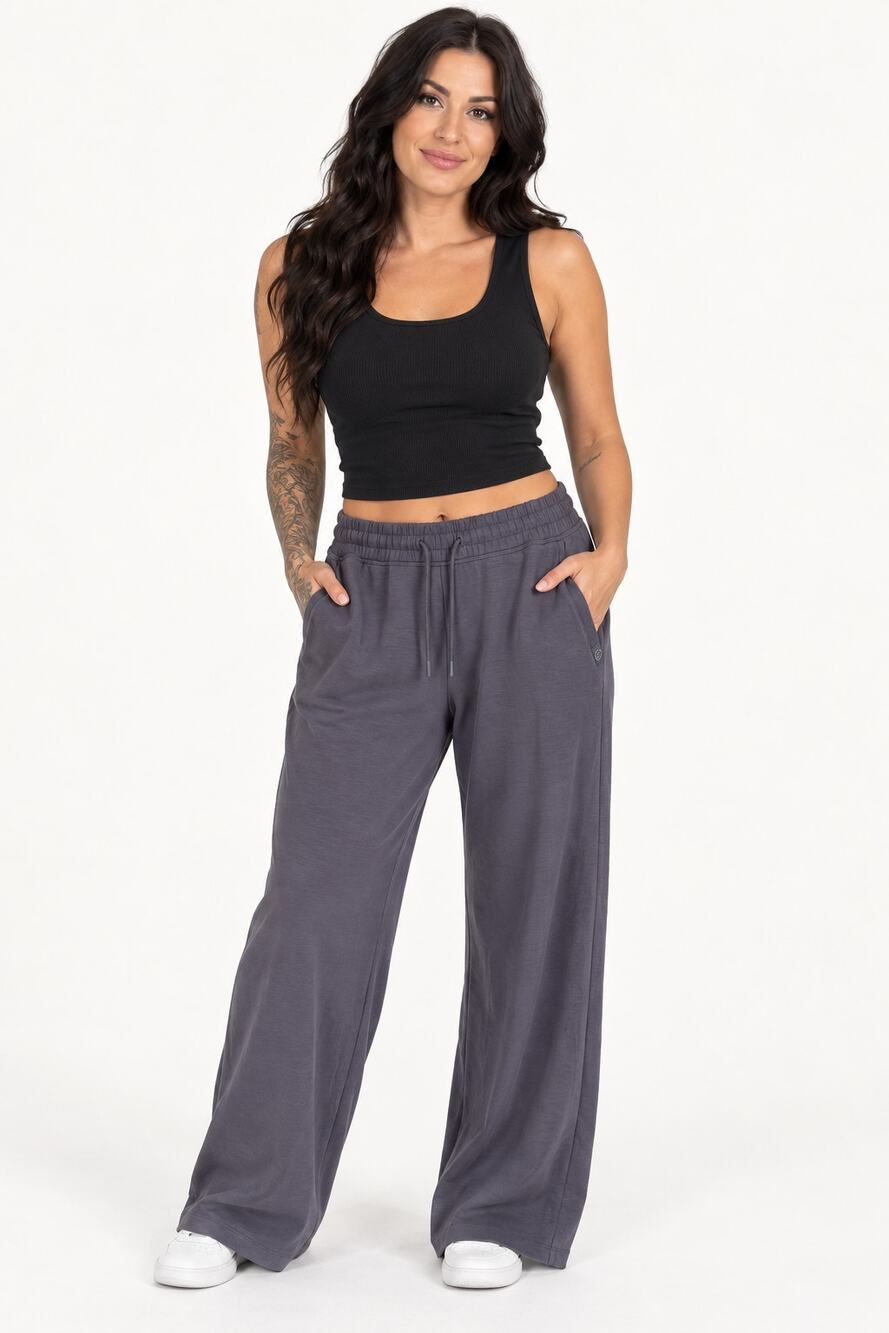 Gilly Hicks Active Cooldown Wide Leg Sweatpants Womens XXL Gray Drawstring NWT